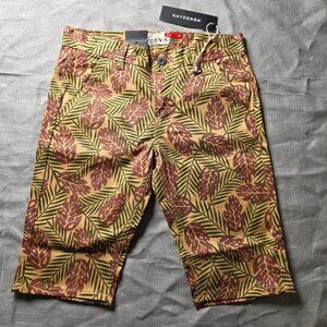 NWT Kayden K Men's Tropical Leaf Long Shorts - Size 30